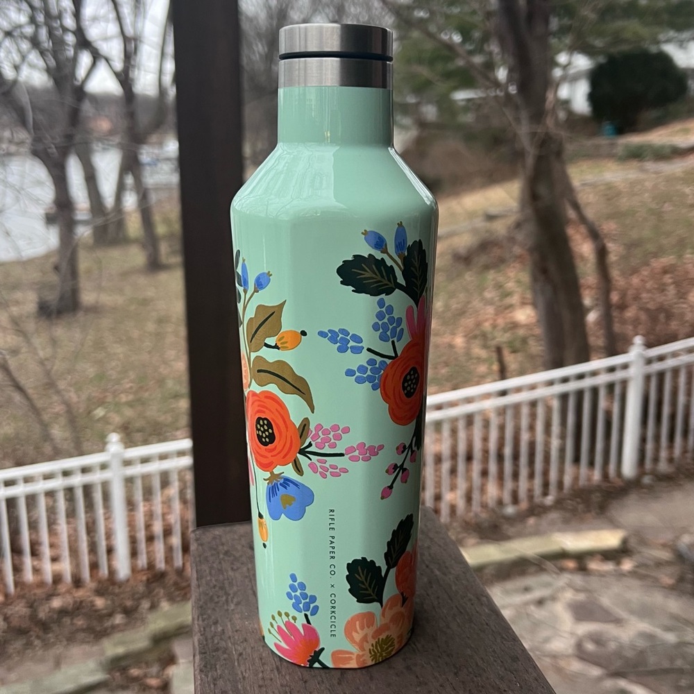 Corkcicle x Rifle Paper Co. Canteen, 16 oz. Light Green Mint Lively Floral